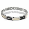 Thumbnail Image 0 of Men's Onyx Link Bracelet in Stainless Steel and 10K Gold