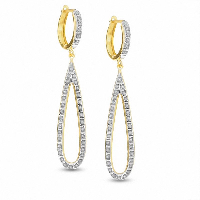 Diamond Fascination™ Open Teardrop Dangle Earrings in 14K Gold|Peoples Jewellers