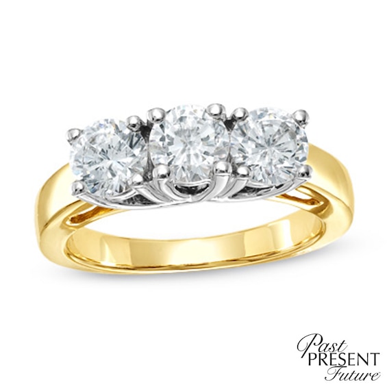 1.50 CT. T.W. Diamond Three Stone Anniversary Ring in 14K Two-Tone Gold