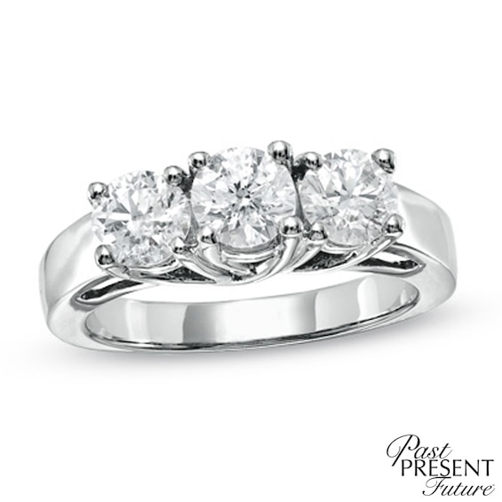 1.50 CT. T.W. Diamond Three Stone Anniversary Ring in 14K White Gold