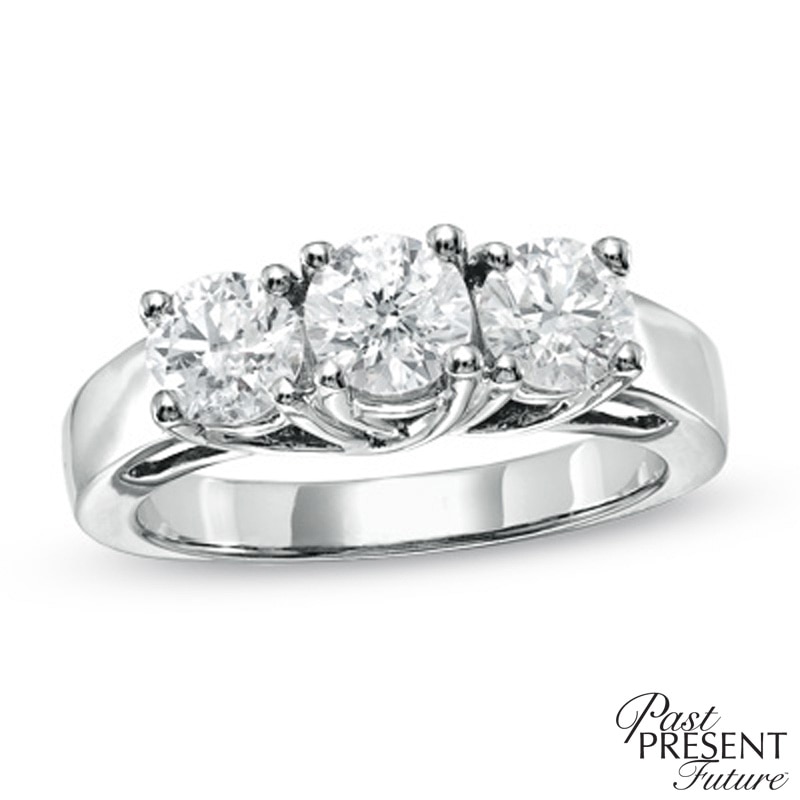 1.50 CT. T.W. Diamond Three Stone Anniversary Ring in 14K White Gold|Peoples Jewellers
