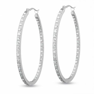 Diamond Fascination™ Inside/Out Hoop Earrings in 14K White Gold