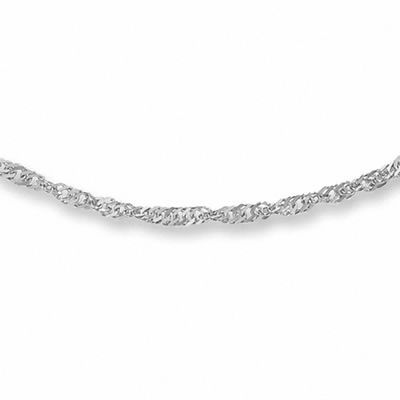 Ladies' 1.15mm Singapore Chain Necklace in 14K White Gold - 18"