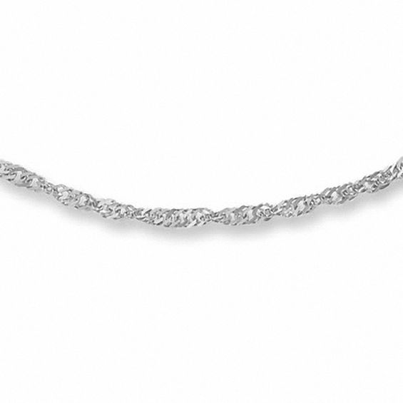 Ladies' 1.15mm Singapore Chain Necklace in 14K White Gold - 18"