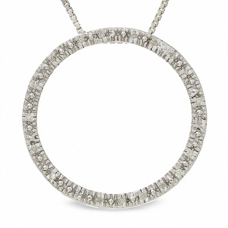 Circle Pendant with Diamond Accents in Sterling Silver