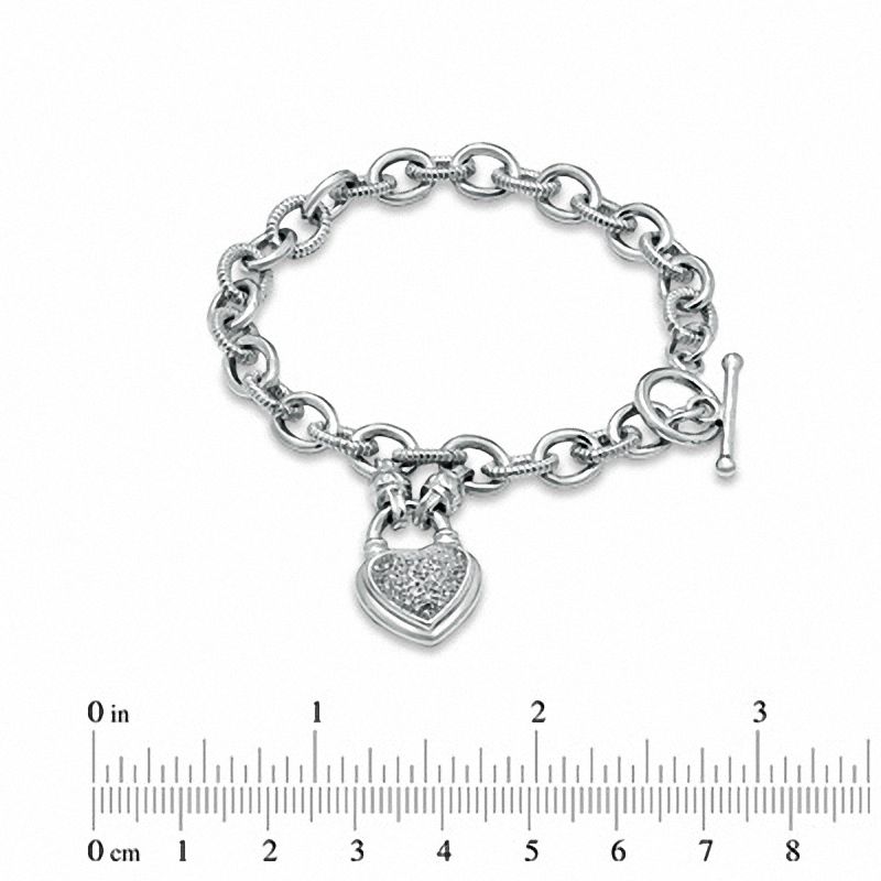 0.23 CT. T.W. Diamond Heart Link Bracelet in Sterling Silver