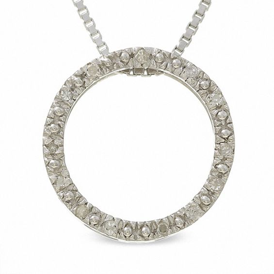 Circle Pendant with Diamond Accents in Sterling Silver