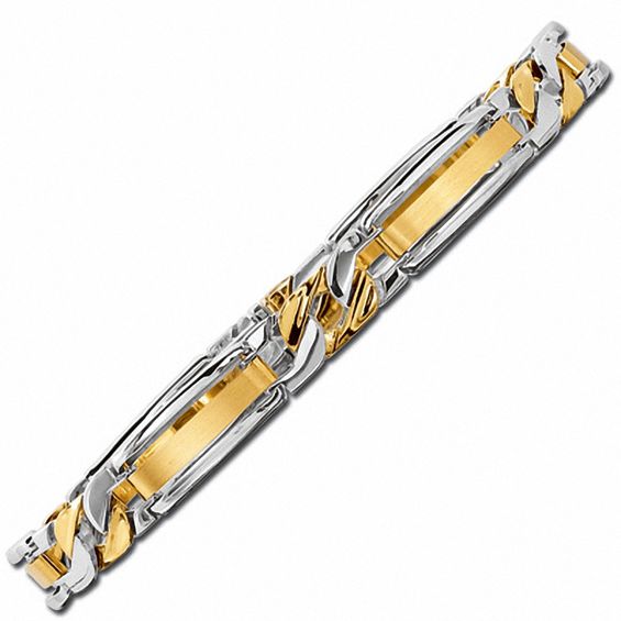 Men's Link Bracelet in 10K Two-Tone Gold - 8.5"