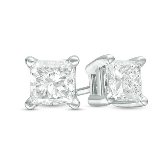 square diamond solitaire earrings