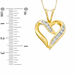 0.50 CT. T.W. Diamond Channel Crossover Heart Pendant in 10K Gold