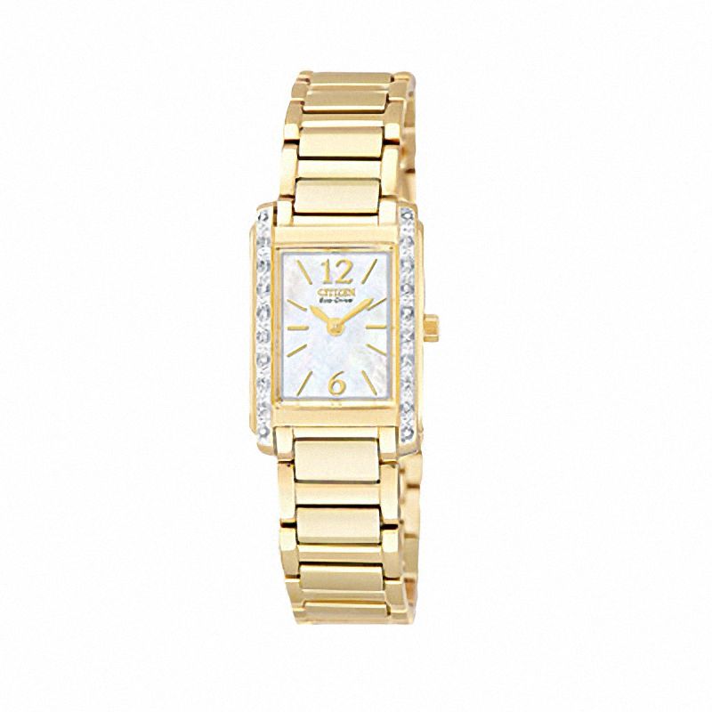Ladies' Citizen Eco-Drive Gold-Tone Bracelet Watch with Diamond Bezel (Model: EW9462-52D)