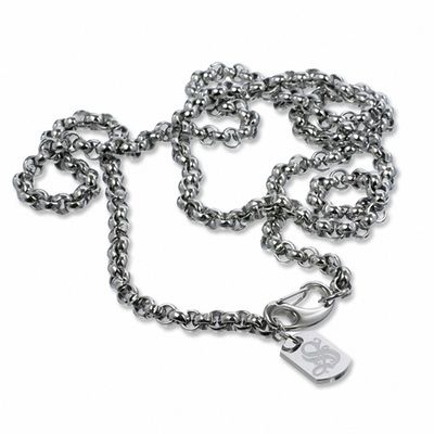 Simmons Jewellery Co. Men's Stainless Steel Rolo Link Chain Necklace with Diamond Accent - 36"