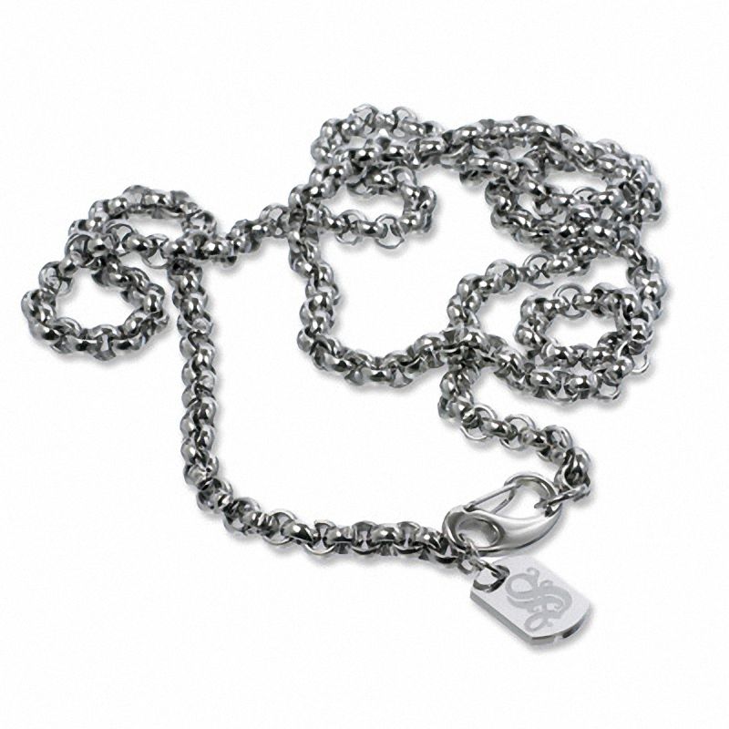Simmons Jewellery Co. Men's Stainless Steel Rolo Link Chain Necklace with Diamond Accent - 36"