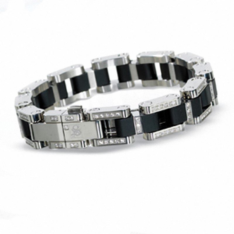 Simmons Jewelry Co. Men's 1.49 CT. T.W. Diamond Link Bracelet in Stainless Steel