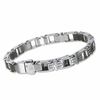 Thumbnail Image 1 of Simmons Jewelry Co. Men's Stainless Steel Cross Pattern Bracelet with Diamond Accent