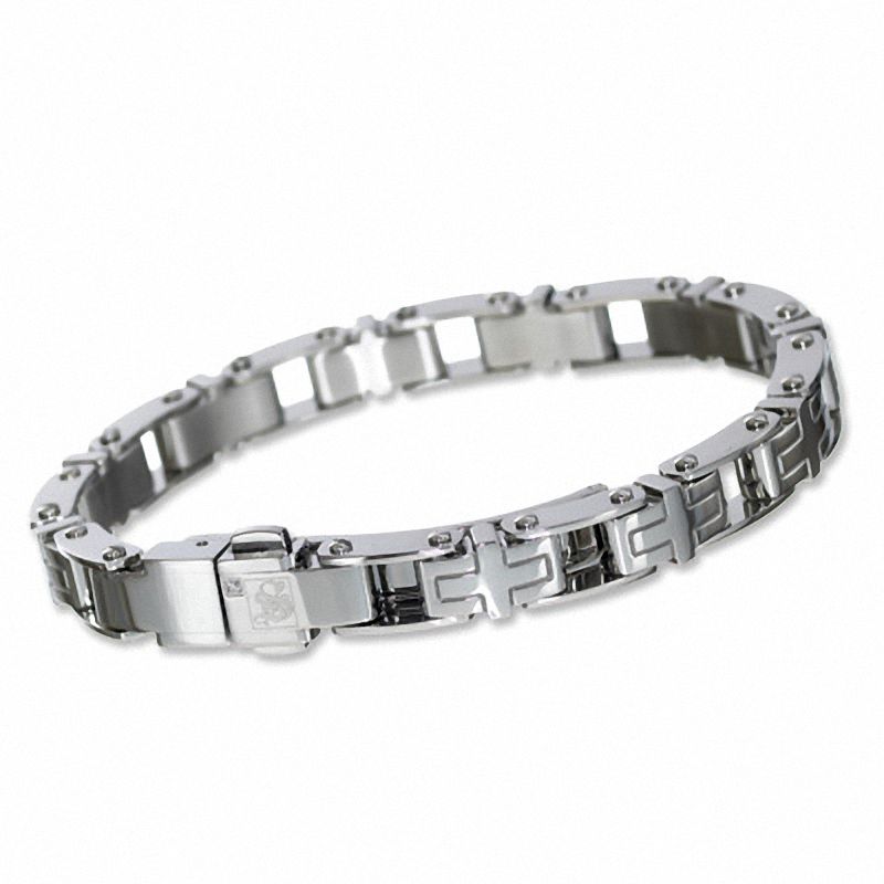 Simmons Jewelry Co. Men's Stainless Steel Cross Pattern Bracelet with ...