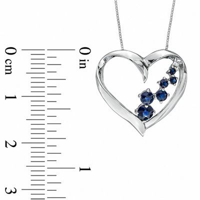 Journey Blue Sapphire and Diamond Accent Heart Pendant in 14K White Gold