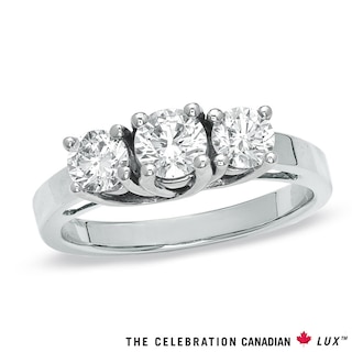 Celebration Canadian Lux® CT. T.W. Certified Diamond Three Stone Ring in 18K White Gold (I/SI2