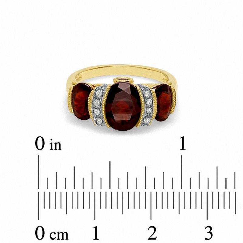 Main Image 3 of Oval Garnet and Diamond Ring in 10K Gold