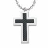 Thumbnail Image 0 of Men's Stainless Steel Cross Pendant with Carbon Fibre Accents