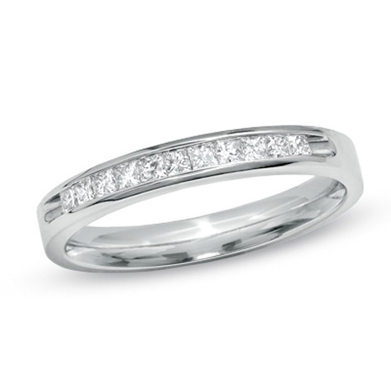 Ladies' CT. T.W. Princess-Cut Diamond Wedding Band in 14K White Gold|Peoples Jewellers