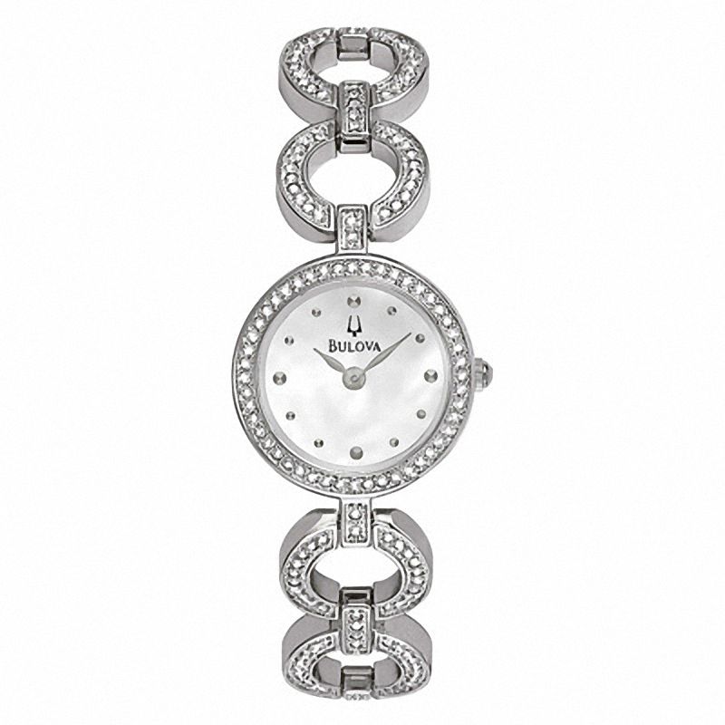 Ladies' Bulova Crystal Accent Watch with Mother-of-Pearl Dial (Model: 96T61)