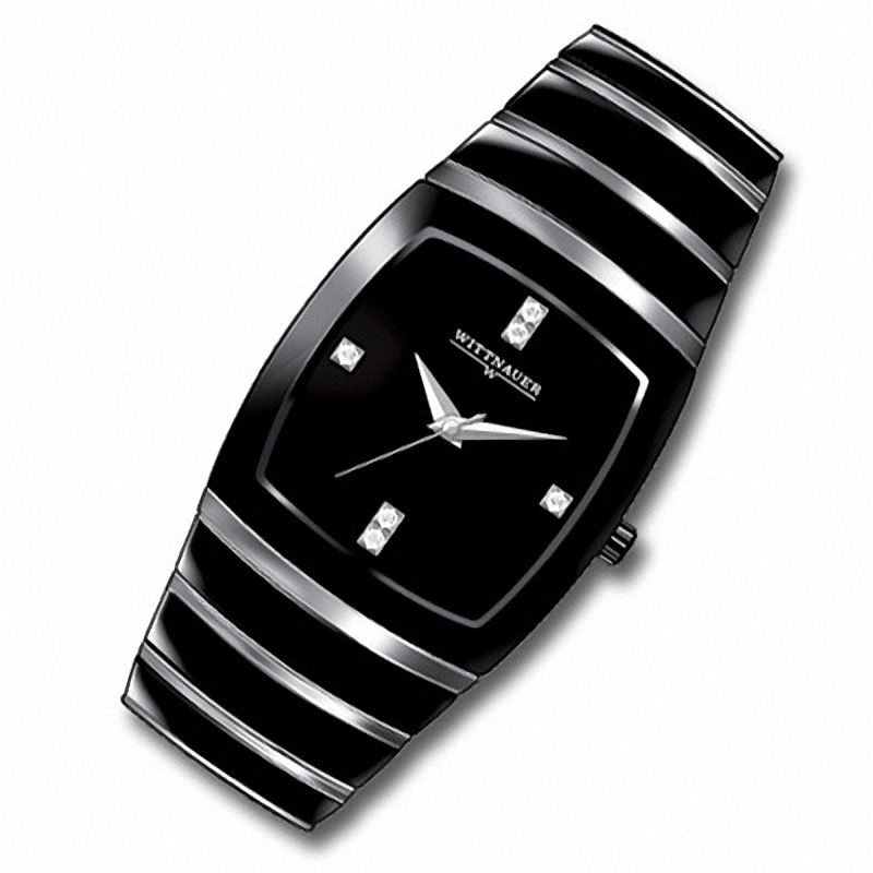 Men's Wittnauer Diamond Accent Two-Tone Ceramic Watch and Square Black Dial (Model: 12D03)