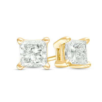 0.08 CT. T.W. Princess-Cut Diamond Solitaire Stud Earrings in 14K Gold (J/I2