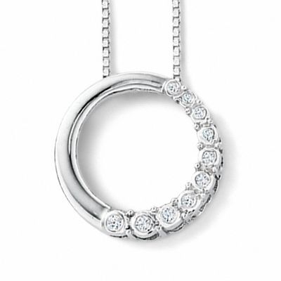 0.17 CT. T.W. Journey Diamond Circle Pendant in Sterling Silver