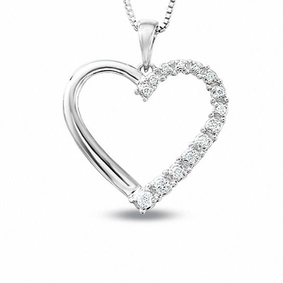 0.17 CT. T.W. Journey Diamond Heart Pendant in Sterling Silver