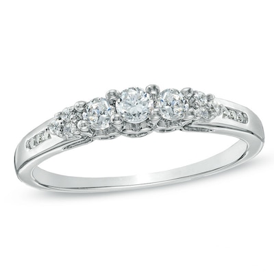 0.33 CT. T.W. Diamond Past Present Future® Ring in 14K White Gold