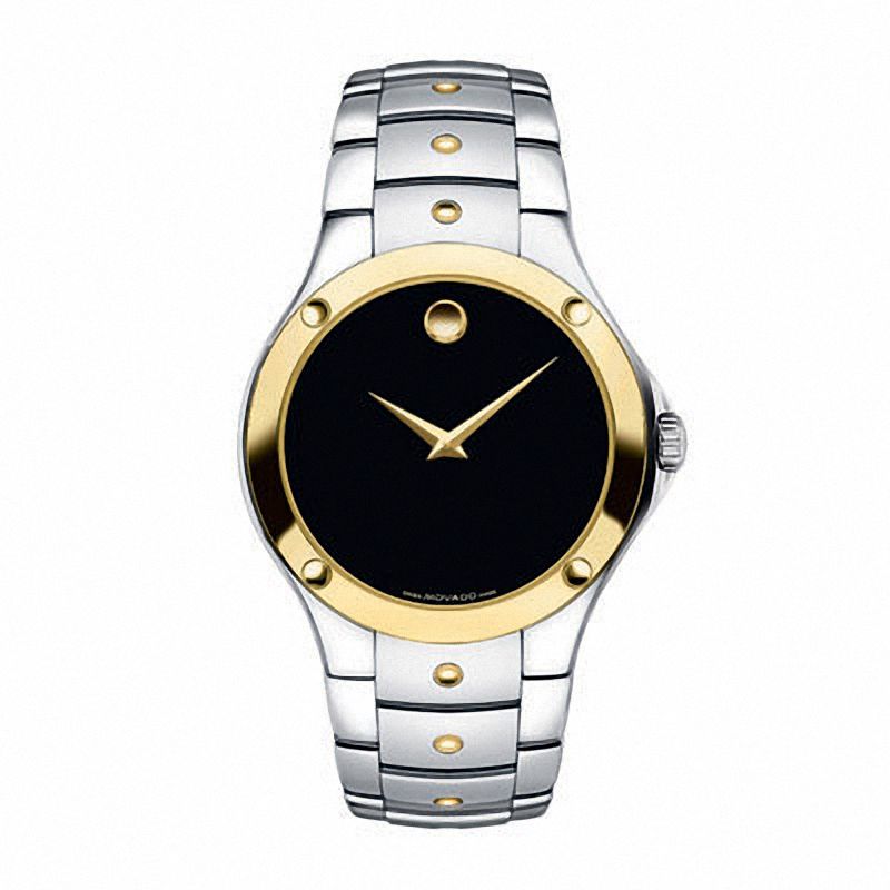 Men's Movado SE™ Two-Tone Stainless Steel Bracelet Watch with Black Dial (Model: 0605910)