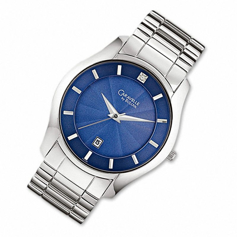 Men's Caravelle Stainless Steel Bracelet Watch with Blue Dial (Model: 43D000)