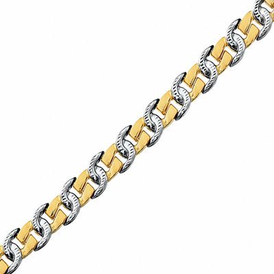 10K Two-Tone Gold Horseshoe Link Bracelet