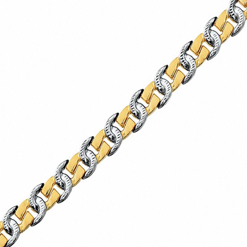 10K Two-Tone Gold Horseshoe Link Bracelet