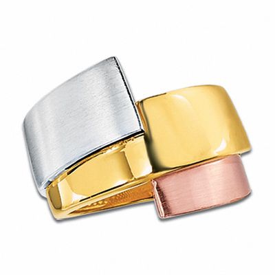 Ladies' 10K Tri-Colour Gold Bypass Ring