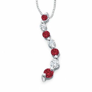 Journey Lab-Created Ruby and White Sapphire Curve Pendant in 10K White Gold