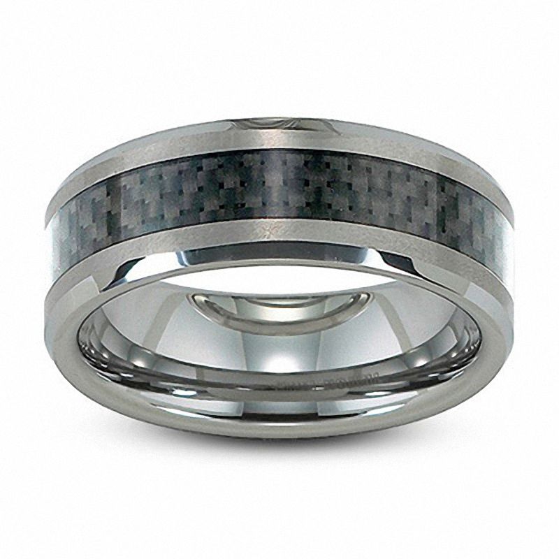 Men's Triton 8.0mm Comfort Fit Tungsten and Carbon Fibre Wedding Band - Size 10|Peoples Jewellers