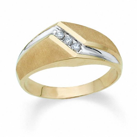 Men's Diamond Accent Three Stone Band in 10K Gold