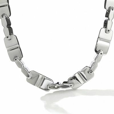 Men's Alternating "D" Link Necklace in Stainless Steel - 24"