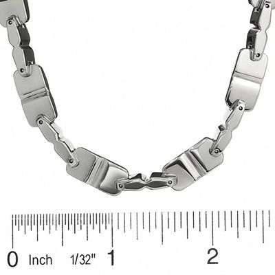 Men's Alternating "D" Link Necklace in Stainless Steel - 24"