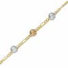 Thumbnail Image 0 of 10K Gold Tri-Tone Adjustable Bead Station Anklet - 9.0"