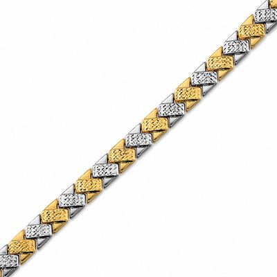 10K Two-Tone Gold Stampato "X" Bracelet