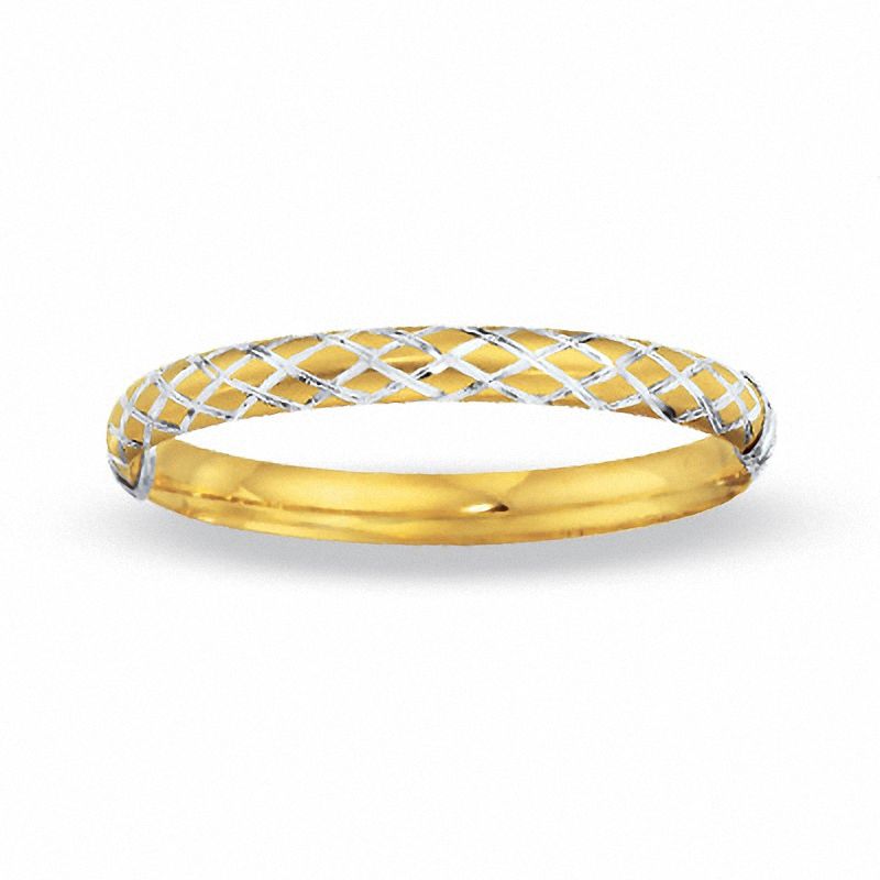 Main Image 1 of 14K Gold and Sterling Silver 8.0mm Brushed Quilt Bangle