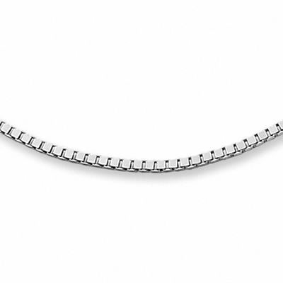 Ladies' 0.85mm Box Chain Necklace in 14K White Gold