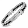 Men's Stainless Steel and Black Rubber Fashion Cuff