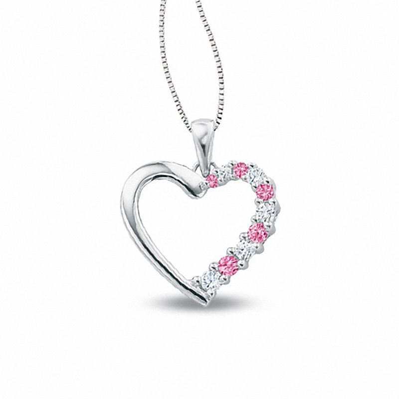 Journey Lab-Created and White Sapphire Heart Pendant in 10K White Gold|Peoples Jewellers