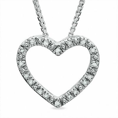 Heart Pendant with Diamond Accents in Sterling Silver