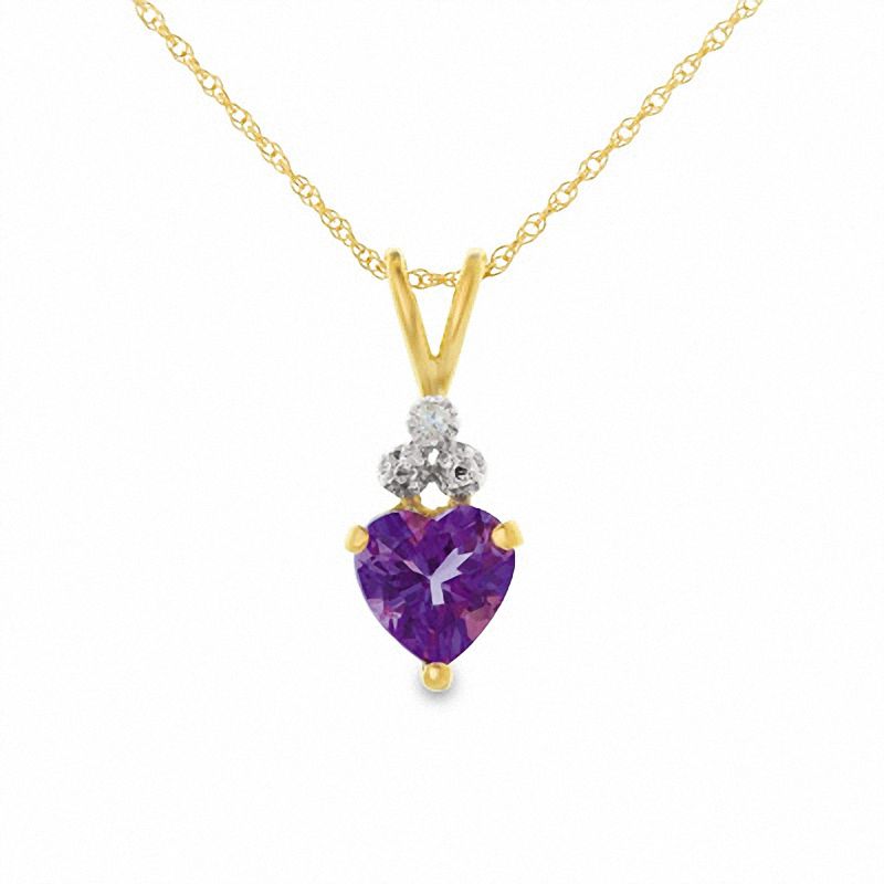 Amethyst high quality Heart Necklace 14K Yellow Gold