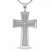 Thumbnail Image 0 of Men's Stainless Steel Polished Cross Pendant with Diamond Accent